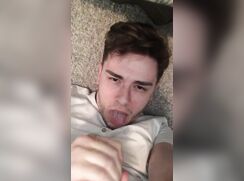 Cute guy eats his own cum