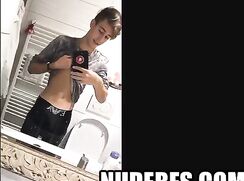 hot twink masturbating in front of the mirror