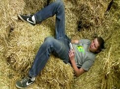 A Slightly Chubby Young Twink Hides in A Barn To Jerk Off And Cum On His Belly ... .