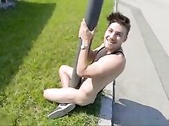 Lampost Challenge in Mankini of Almarda tv