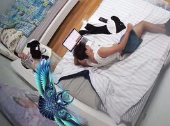 Spy cam of cute guy jerking in his room