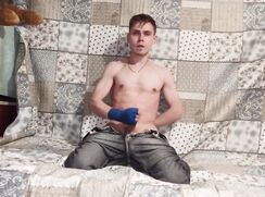 Man in jeans and boxer bandages jerks off and comes twice - 07-06-25