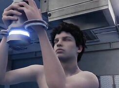 Teen boy forced by aliens realistic cartoon