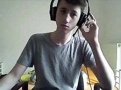 Hot teen boy jerks off his huge cock on webcam