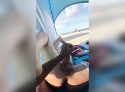 In a tent at the beach...