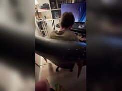 Jerking off behind straight buddy