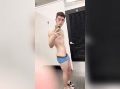 Skinny nerdy twink boy strips and cums in public dressing room... - 07-11-25