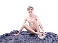 Cute Taiwanese Model with a Cute Cock Photoshoot Blue Men 354