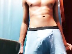 Latino teen air humping