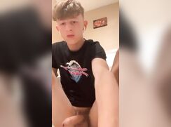 Horny twink jerks off