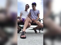 Dnz lovely frat boys outdoor wank