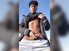 Risky jerk off outside porn boys