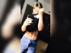 Hot Bro Strips in front of Mirror