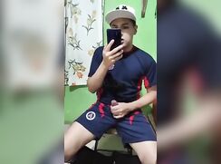 young latino jerks off squirts cum