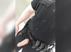 Baited police officer cums on duty