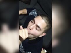 Twink Takes a Big Load on His Face After Sucking a Huge Cock