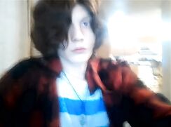 Collehe Student Long Dark Hair Blue Eyes Thin wanks his long cock off - AI'd