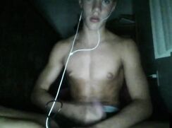 cute fit blonde jerking at night off