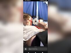 Football fan shows his dick
