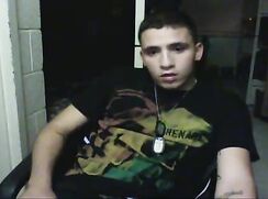 Young Marine jerks off over Skype for his girlfriend