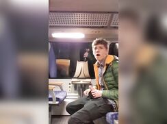 Tall Hung Uncut Jerks On Public Train Till He Cums porn