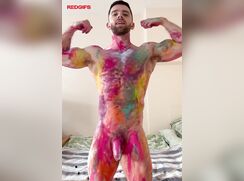 Uncut Jock Painted For Pride Jerks porn