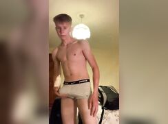 Blond boy shows his big dick