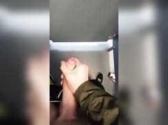 Sneaker boy shoots far in stall as random person films him