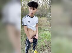 SWEET BOY JERKS OFF IN THE FOREST