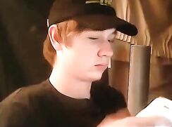 Ginger College Guy in a Cap wanks off his Big Cock Uncut - AI Enhanced