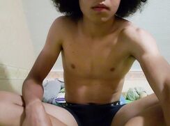 Boy verbal stroking dick