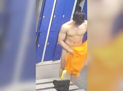 Hot guy changing in locker room
