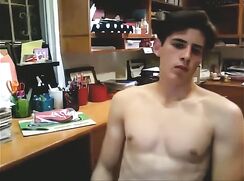 Dark Hair Fit College Boy wanks off in his Daddy's office - AI Enhanced