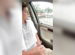 cute blonde baited at public car off