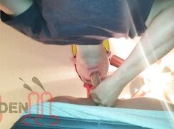 Masked gamer straight boy blasts skaden in the face with tons of cum--047