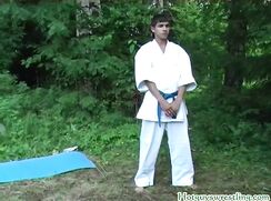 Tim practicing Karate