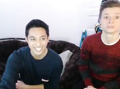 Cute boy with his asian friend