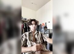 American college boy playing and cum