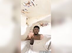 Gigantic BBC Stroked Through Pants Hole