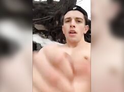 Leaving a little cum behind in nature