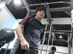 Heterosexual shy employee seduced by fitness trainer