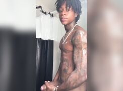 Sexy Blatino jerks in the shower