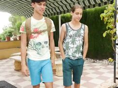 Cute long-haired twink goes for a walk in the woods with his friend and suddenly gets