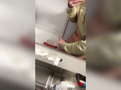 Brit boy shoots HUGE load in public plane toilet