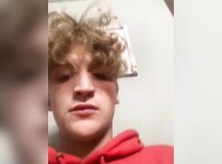 Trying not to get cum on his red hoodie