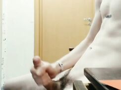 Skinny teen jerking off in a hallway - 08-12-25