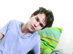 Handsome czech twink jerking off his big dick