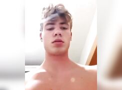 cute fit blonde showing his big cock