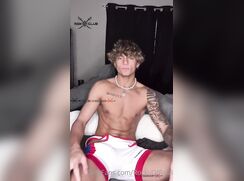 Rocky strokes his big cock