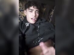 Guy jerk on his hoodie